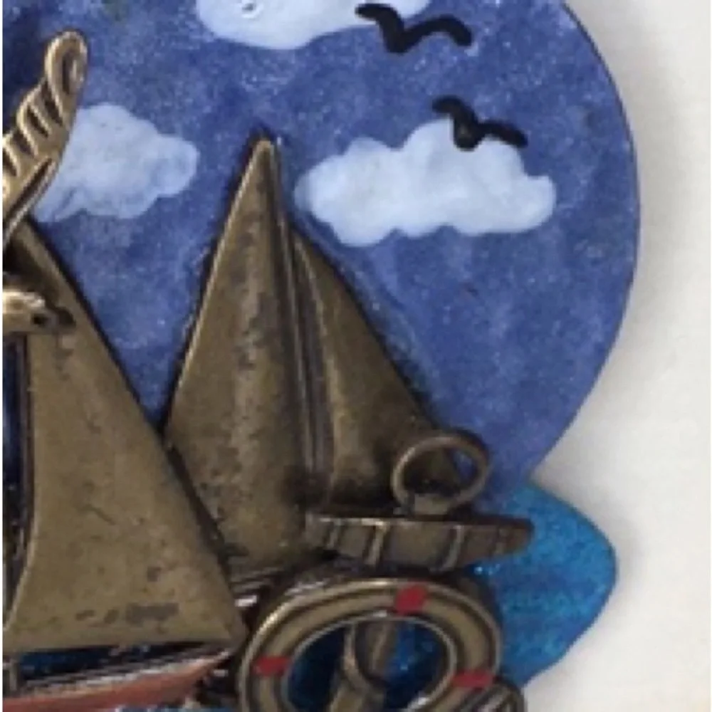 Vintage Montage Designs Nautical Brass Tone Sailing Brooch